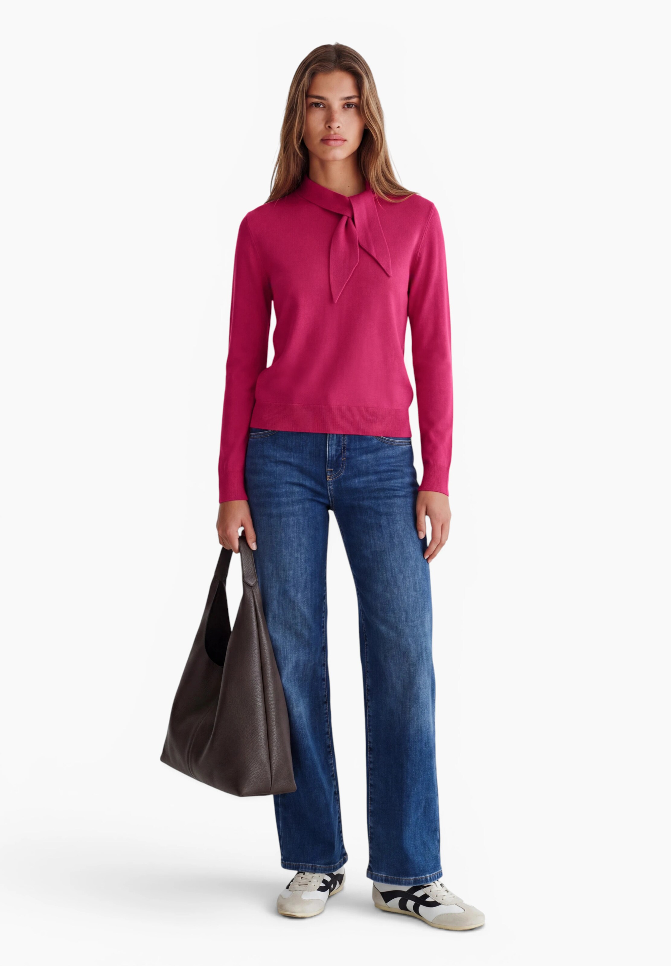 CECIL Langarm Pullover mit Schalkragen in Pink