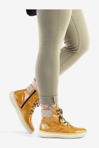 Rieker Lace-Up Ankle Boots in Yellow