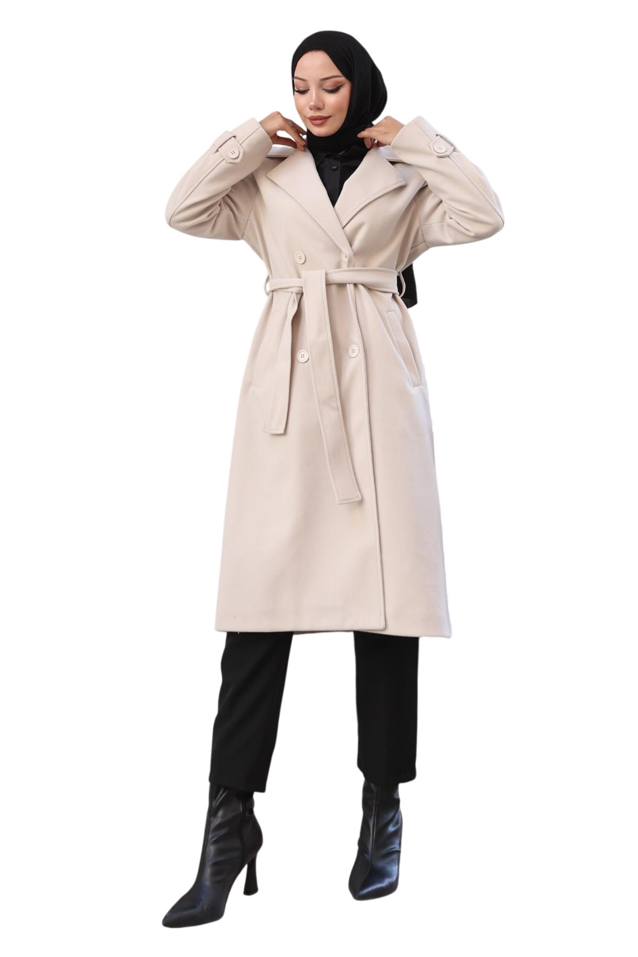 MODAMIHRAM Between-seasons coat in Beige: front