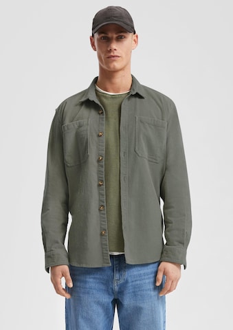 QS Comfort fit Overhemd in Groen: voorkant
