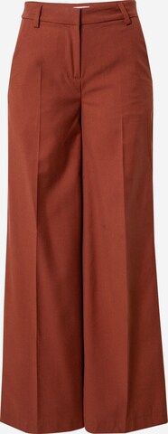 WEEKDAY Wide leg Trousers with creases 'Callie' in Brown: front