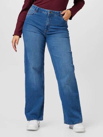 PIECES Curve Wide leg Jeans 'PEGGY' in Blauw: voorkant