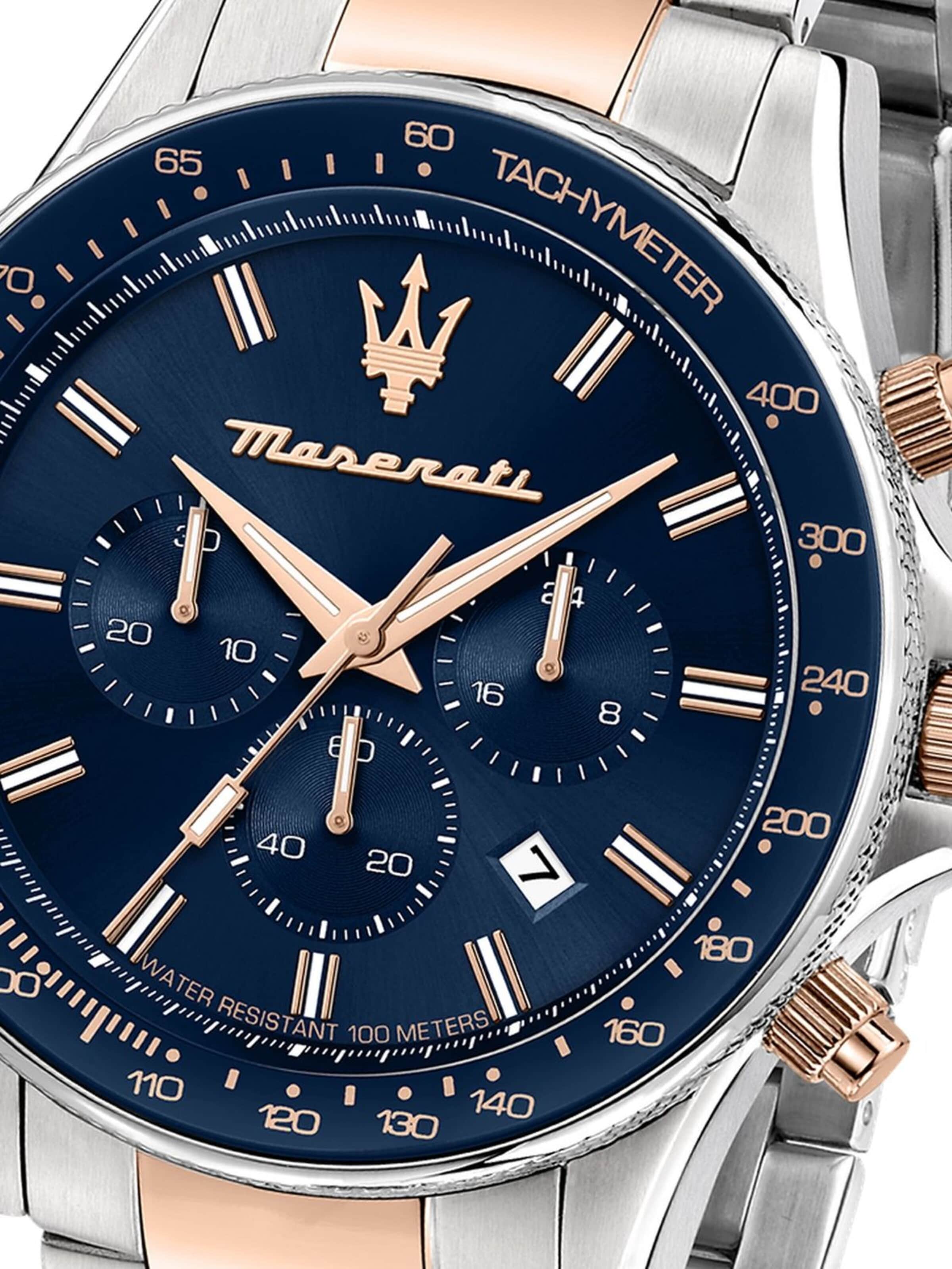 Montre à affichage analogique Maserati en argent