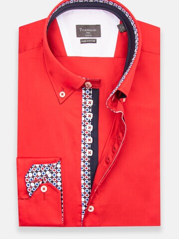 Slim fit Camicia business 'Roma Satin Man Shirt Green' di 7Camicie in rosso