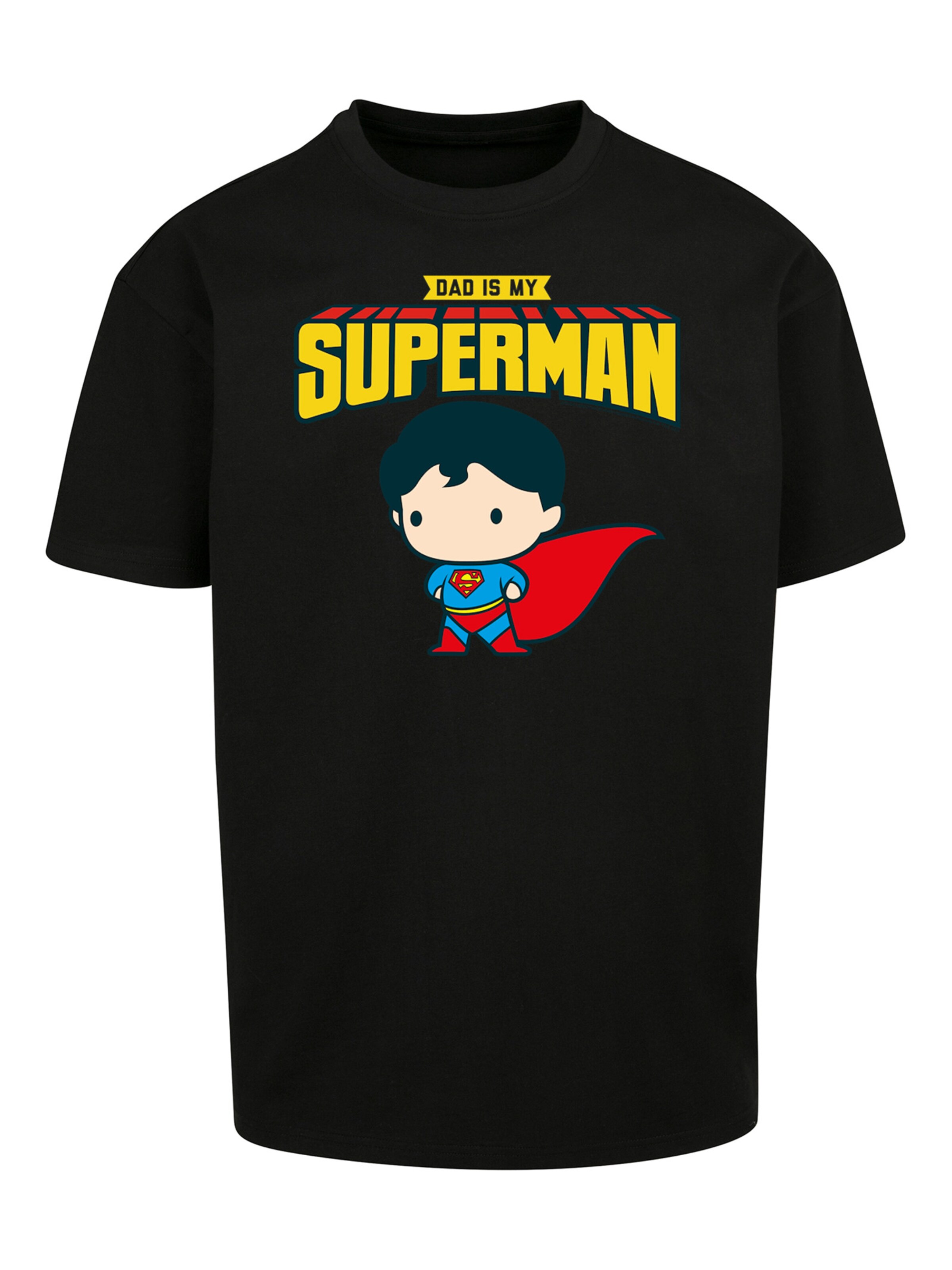 F4NT4STIC Shirt 'Superman My Dad Is My Hero' in Black: front