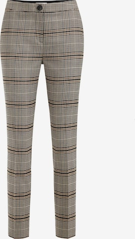WE Fashion Slimfit Kalhoty – hnědá: přední strana