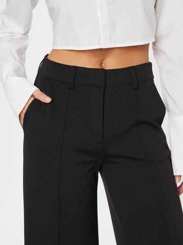 ICHI Wide leg Trousers with creases 'KATE' in Black