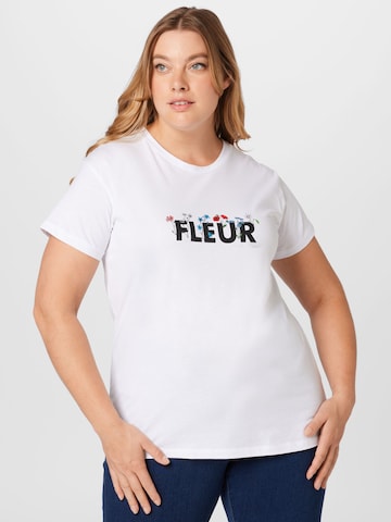 Dorothy Perkins Curve T-Shirt 'Fleur' in Weiß: predná strana