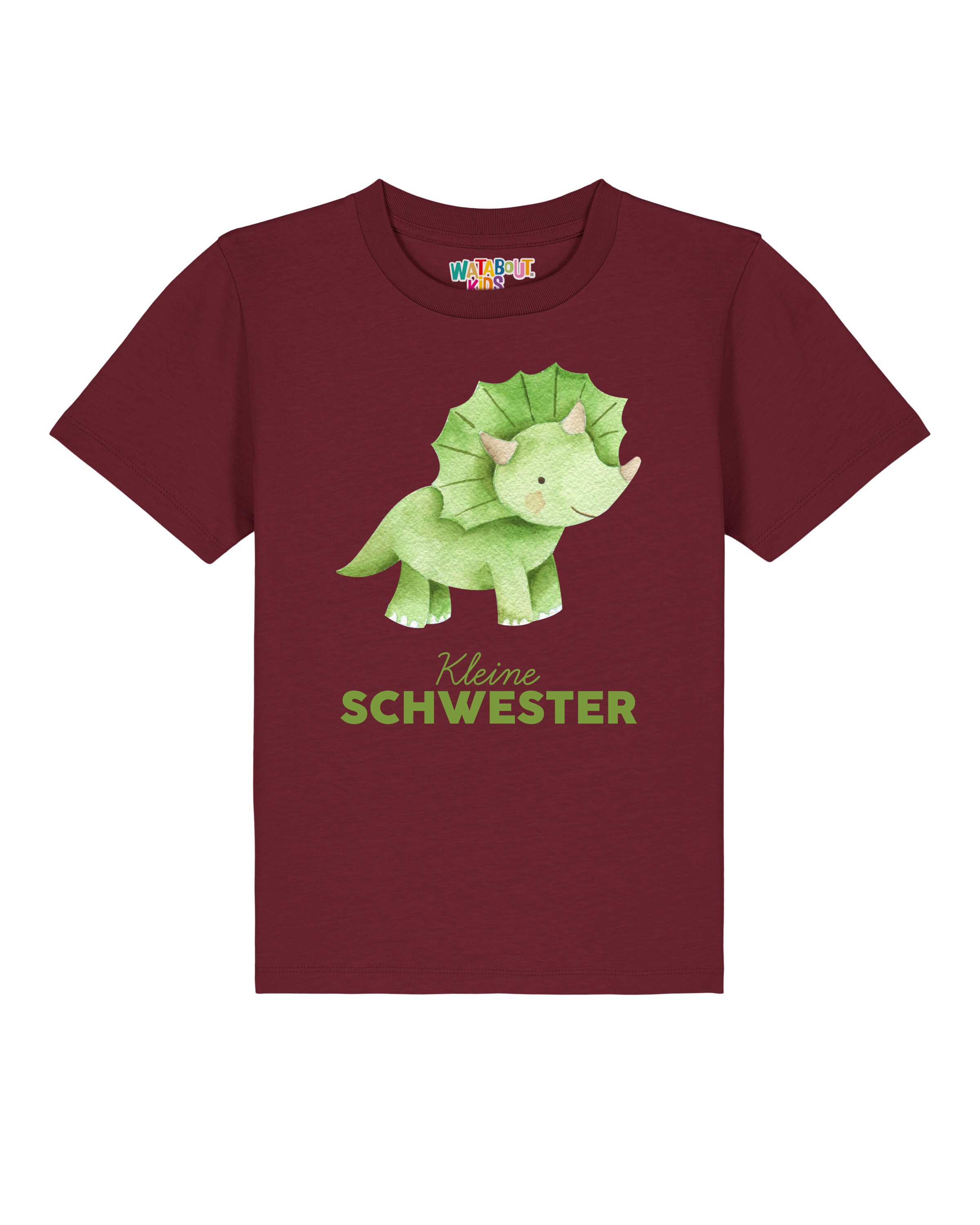 T-Shirt 'Dinosaurier 01 Kleine Schwester' watabout.kids en rouge : devant