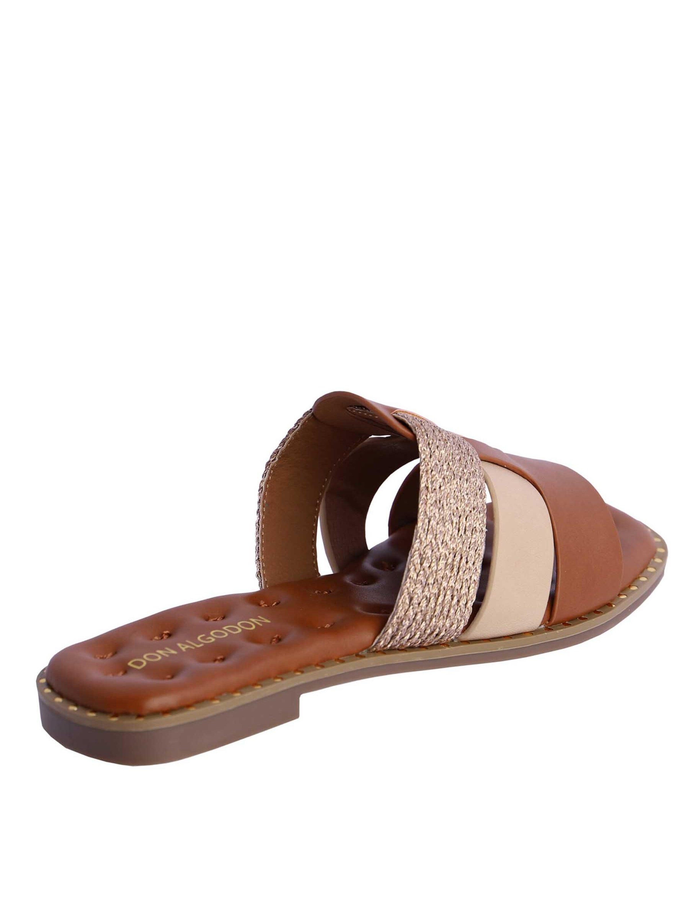 Don Algodon - Zapatos abiertos 'Sandalia para mujer DON ALGODON Vera de piel sintética combinada en rafia' en marrón
