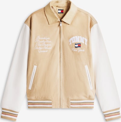 Demisezoninė striukė iš Tommy Jeans, spalva – zomšos spalva / tamsiai mėlyna / raudona / balta, Prekių apžvalga