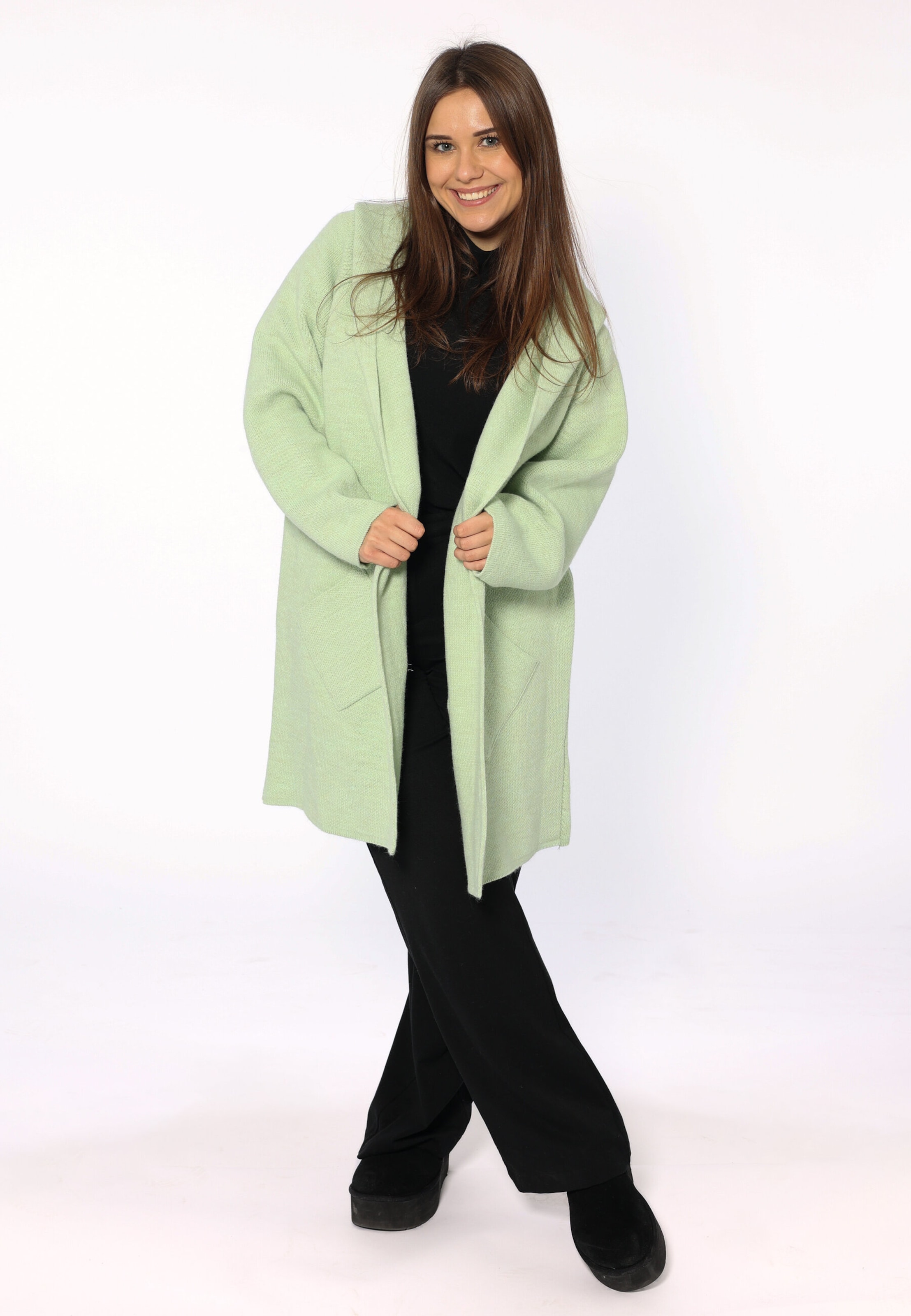Veste en polaire Zwillingsherz en vert : devant