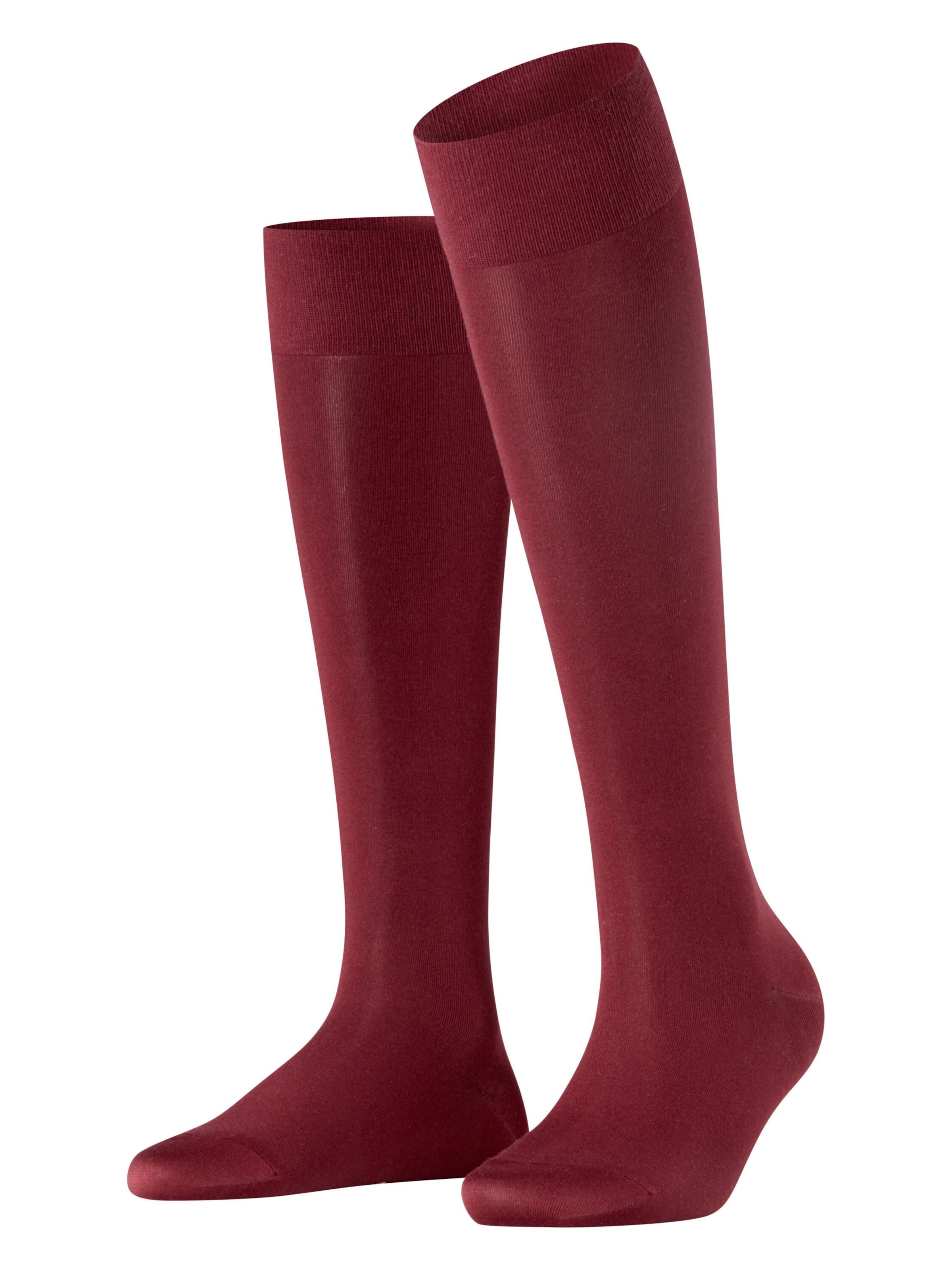 FALKE Knee High Socks 'Cotton Touch' in Red: front