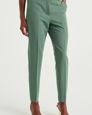 WE Fashion Slimfit Παντελόνι με τσάκιση σε πράσινο