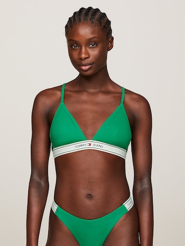 Tommy Jeans Triangel Bikinitop in Groen: voorkant