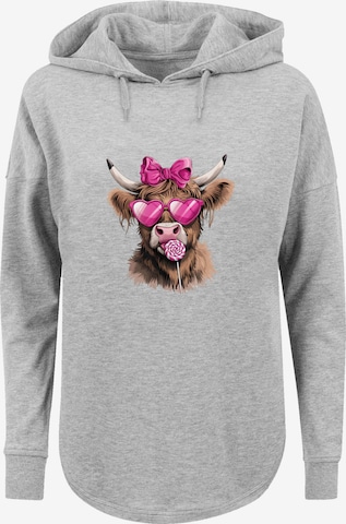 Sweat-shirt 'Highland Cow Valentinstag Sonnenbrille' F4NT4STIC en gris : devant