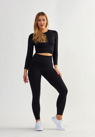 BeShaped Skinny Sporthose 'Aan de slag!' in Schwarz