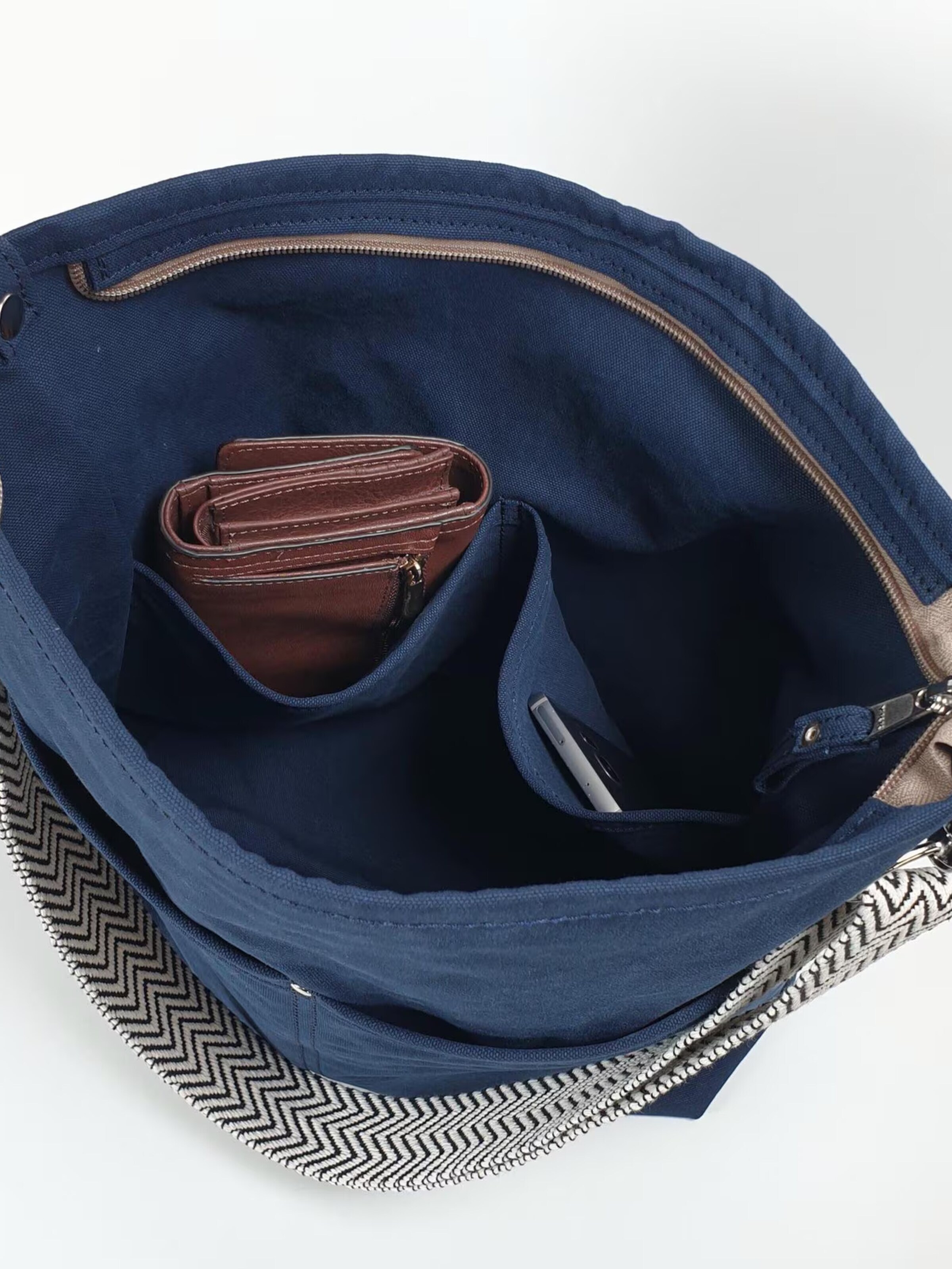 SANUMI Crossbody Bag 'Canvas Hobobag' in Blue