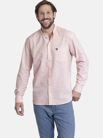 Jan Vanderstorm Regular fit Overhemd in Roze: voorkant