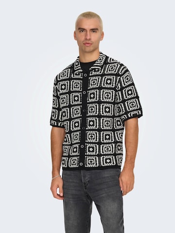Only & Sons Comfort Fit Hemd in Schwarz: Vorderseite