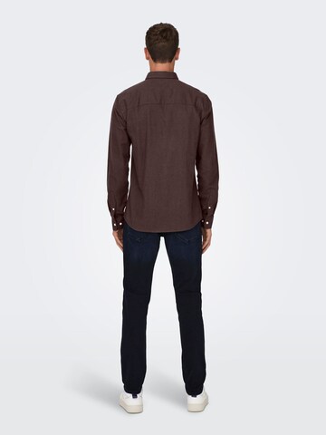 Coupe slim Chemise 'ONSGudmund' Only & Sons en marron