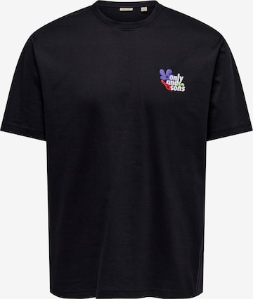 Tricou 'ONSFLEURI' de la Only & Sons pe negru: față