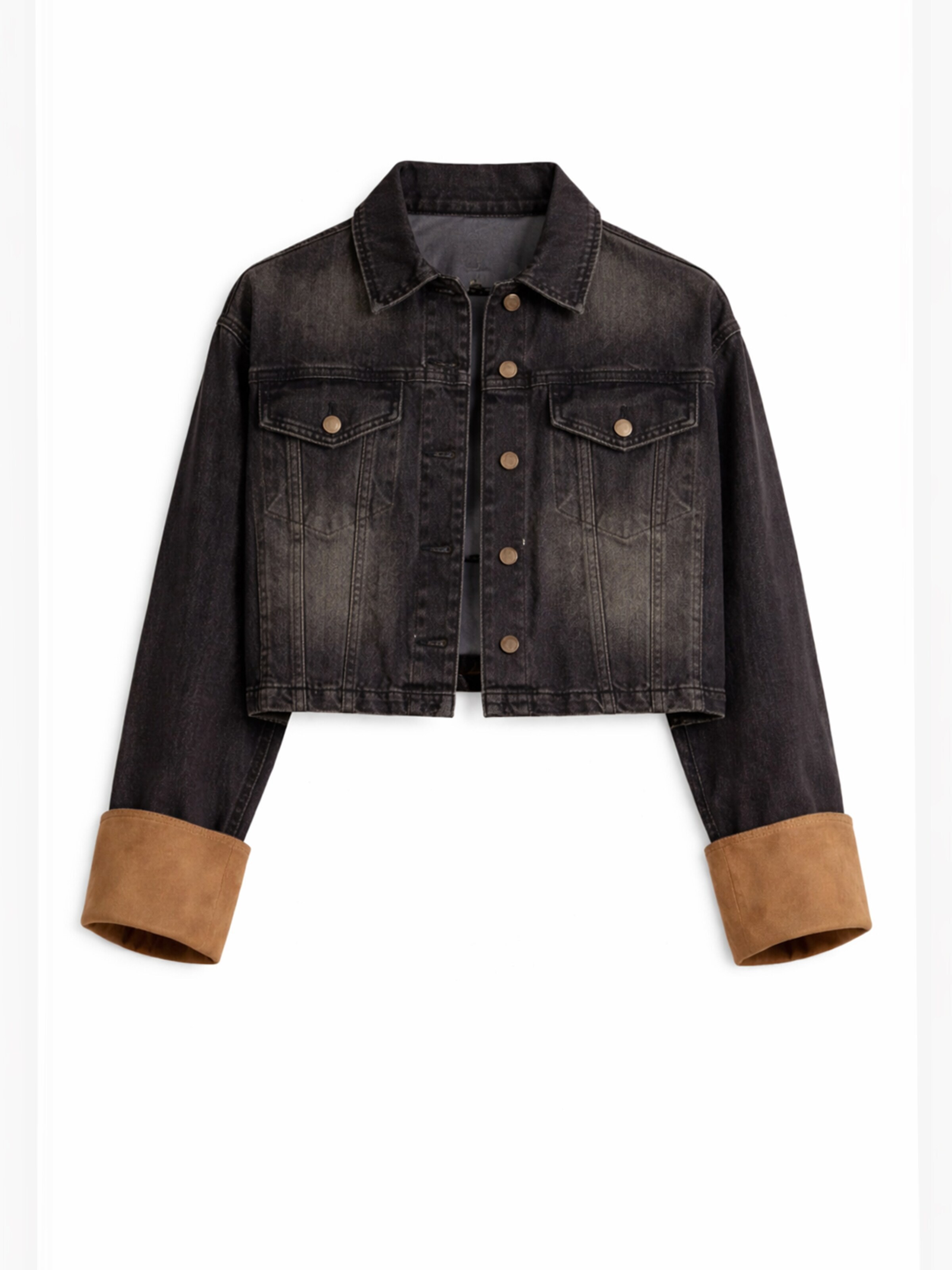 IT'S BASIC Tussenjas 'Straight Denim Jacket' in Bruin: voorkant