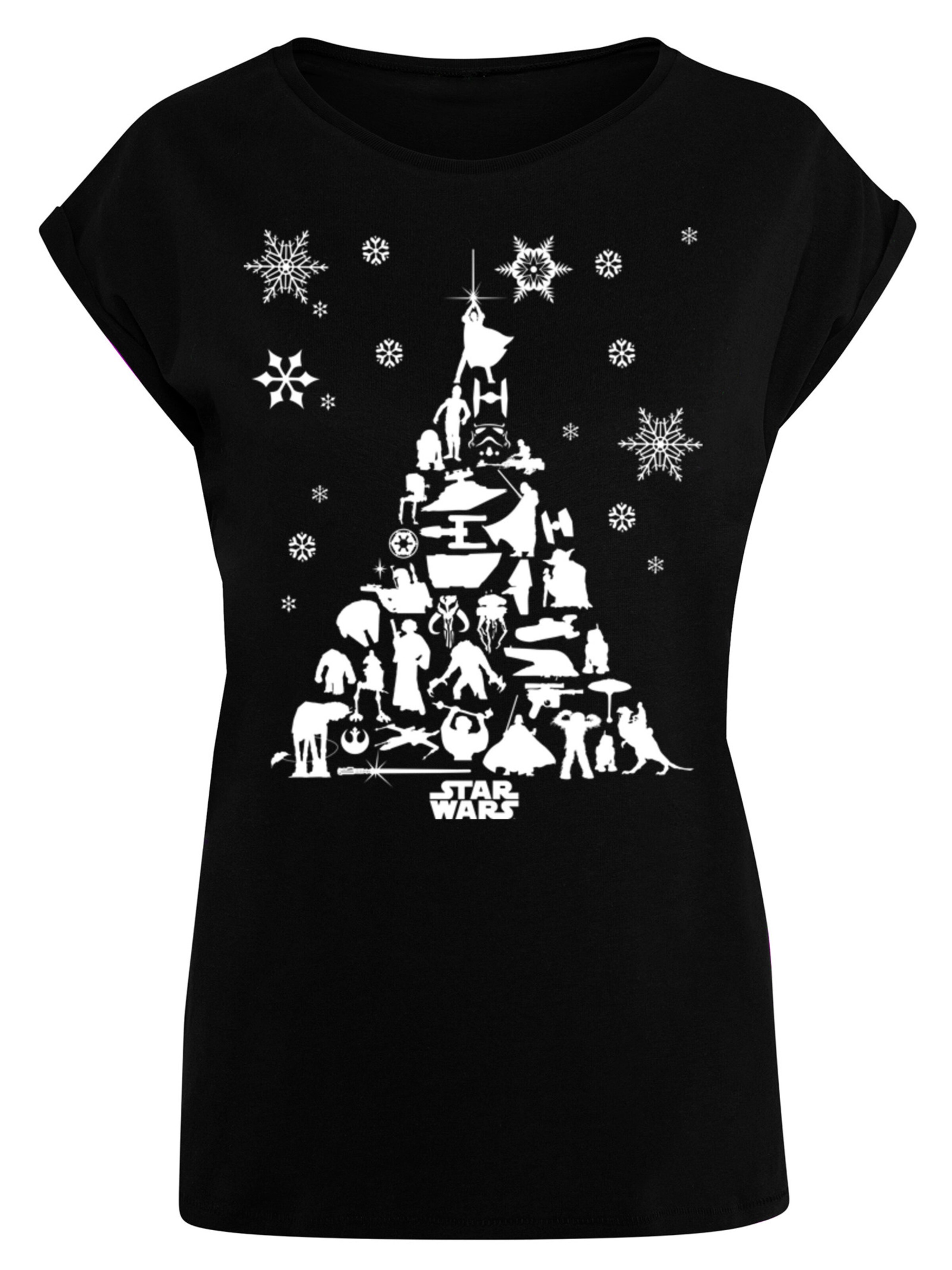 F4NT4STIC Shirt 'Star Wars Christmas Tree' in Schwarz: Vorderseite