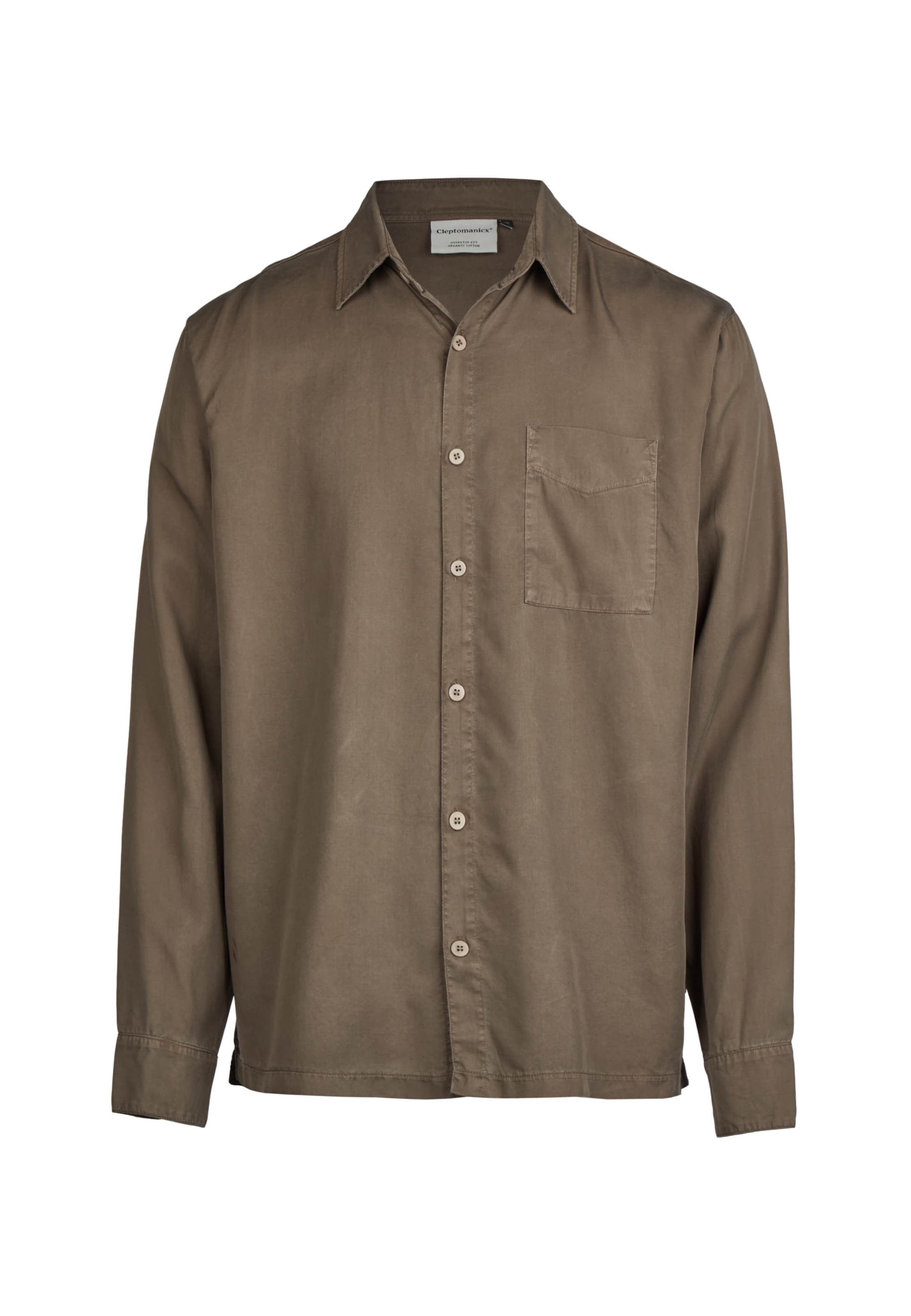 Cleptomanicx Langarmhemd 'Easy' in Braun: Vorderseite
