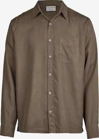 Cleptomanicx Langarmhemd 'Easy' in Braun: Vorderseite