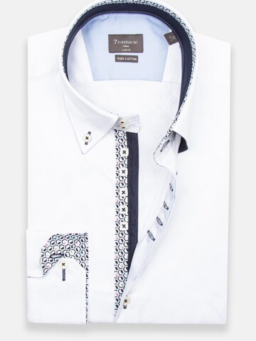 Slim fit Camicia business 'Roma Satin Man Shirt Green' di 7Camicie in bianco