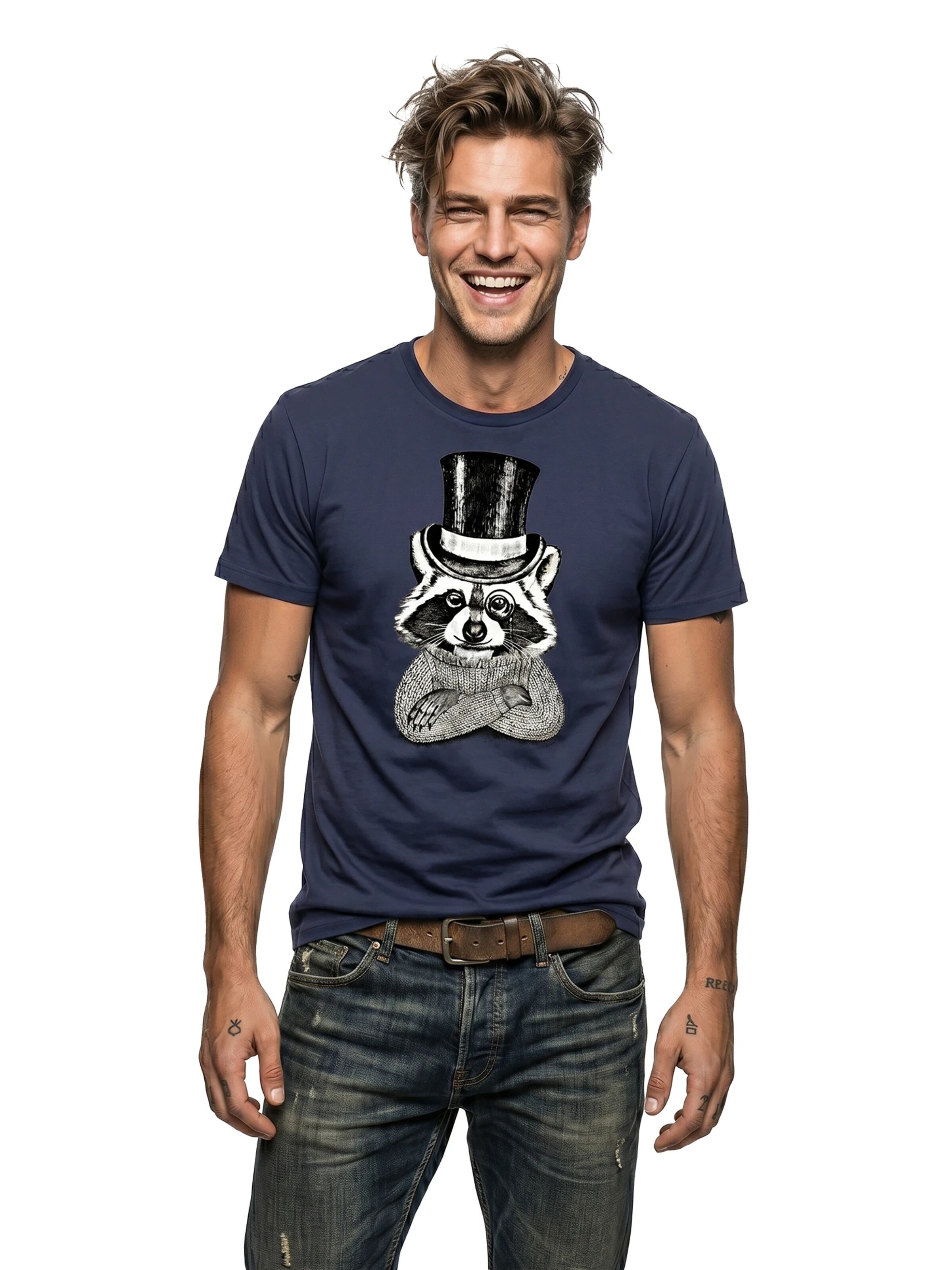 MAKAYA Shirt 'Waschbär Hut'‌ in Blau