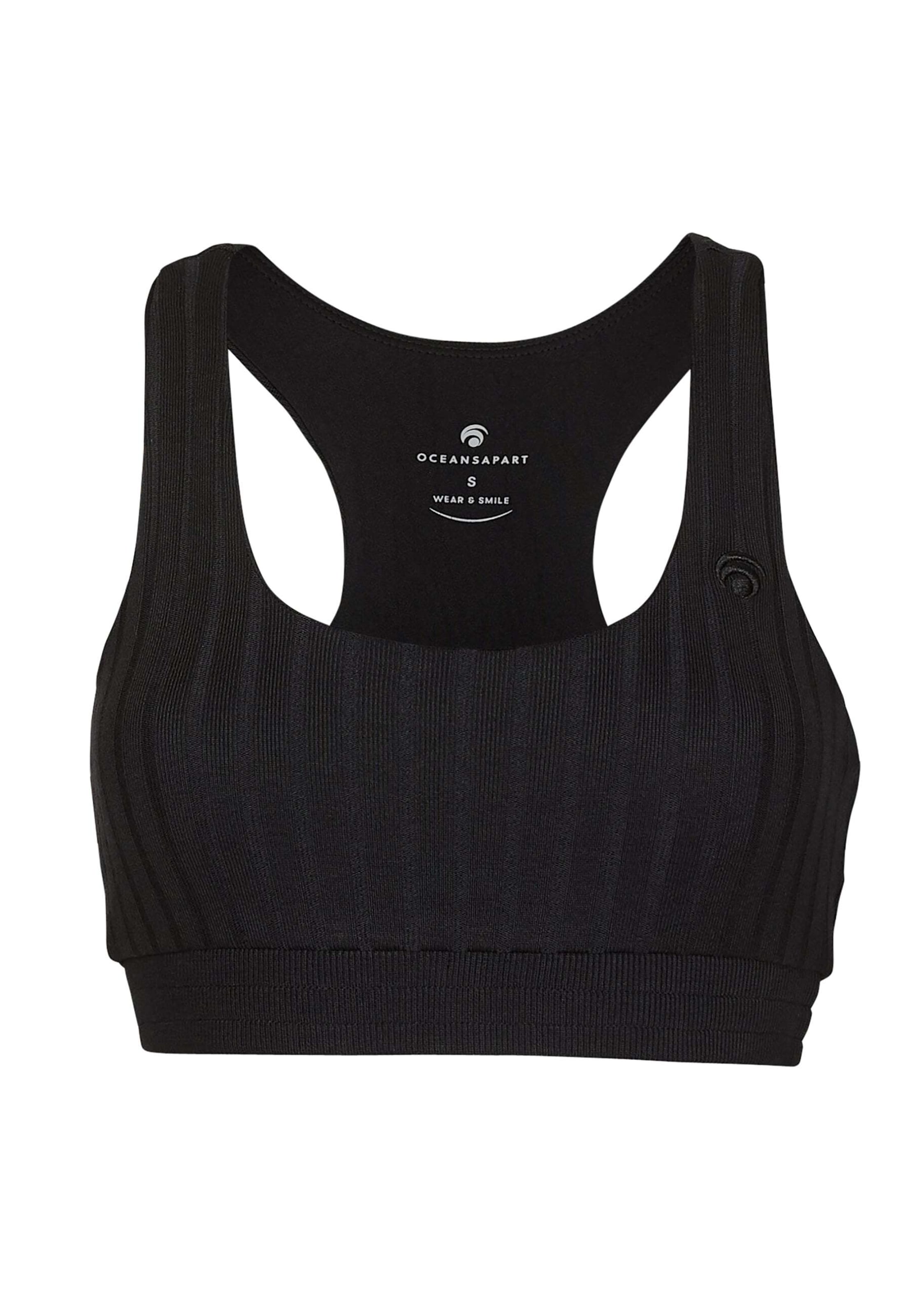 OCEANSAPART Bralette Sports Bra 'Aurelia' in Black: front