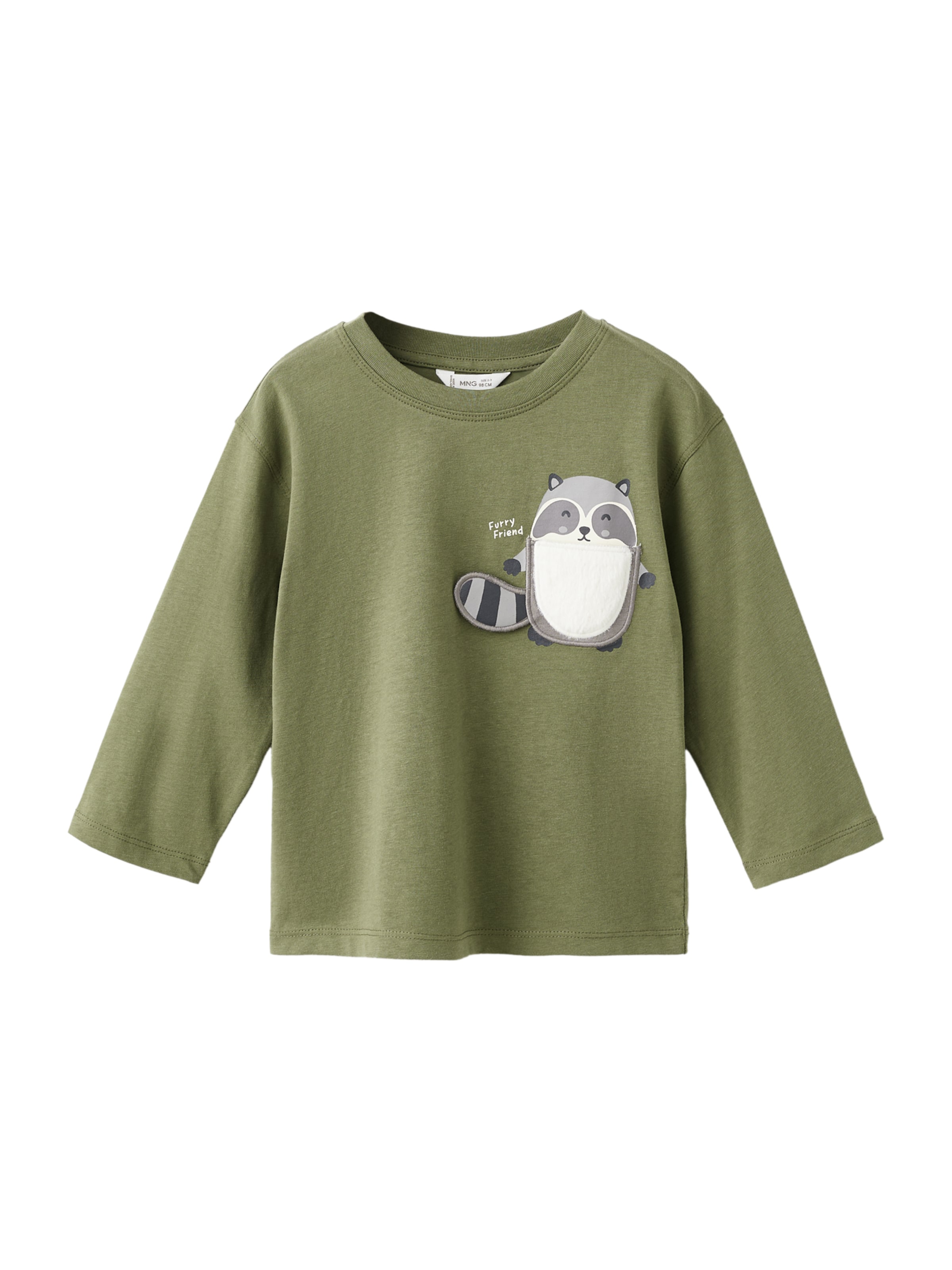 MANGO KIDS Majica 'RACOON' | zelena barva: sprednja stran