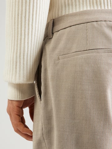 BOSS Black Tapered Pleat-front trousers 'C-Perin-251' in Beige