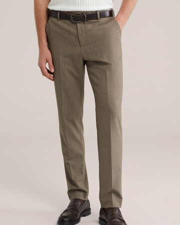 WE Fashion Слим Плиссированные брюки в Серый: спереди