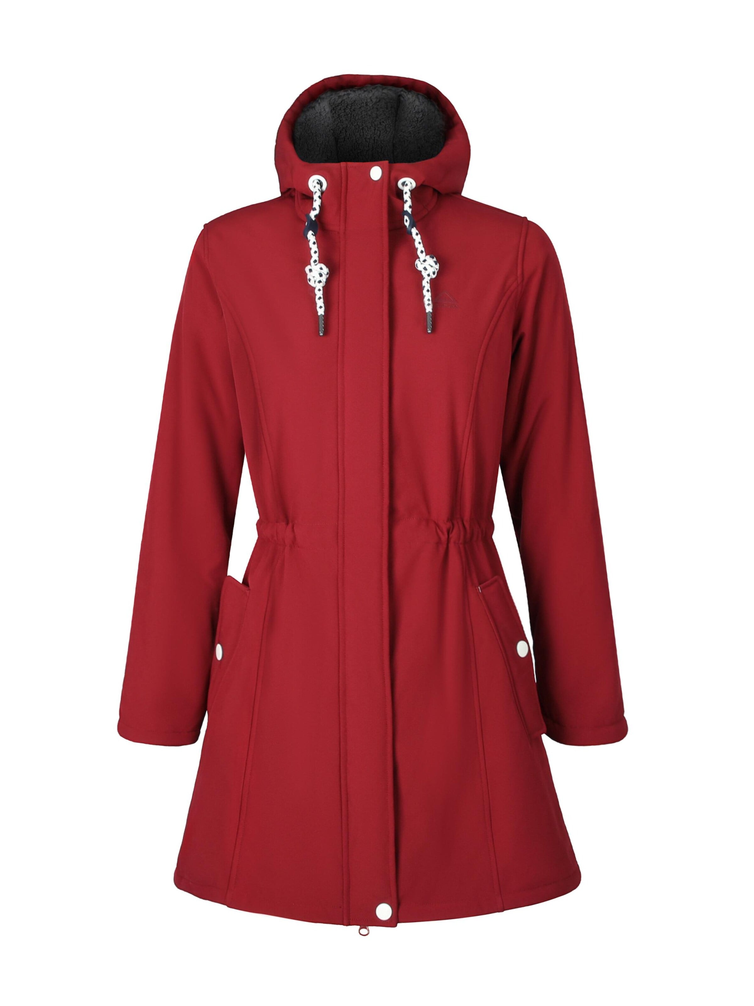 ATLASLAVA Outdoor Jacket 'Langer Damen-Fleece-Wintermantel' in Red: front