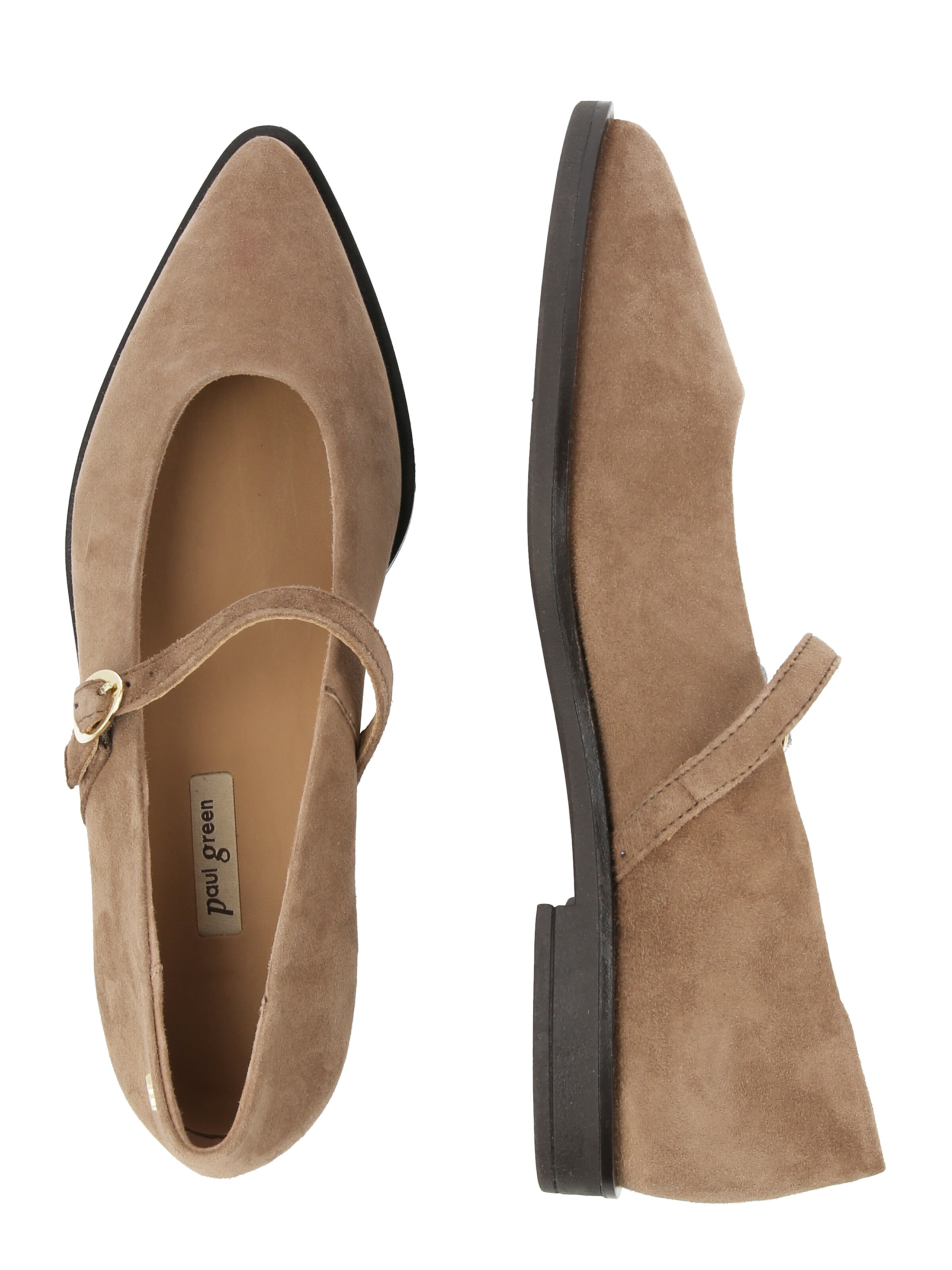 Paul Green Ballet Flats with Strap in Brown