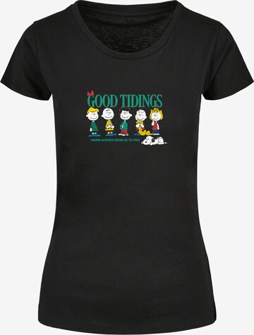 Merchcode Shirt 'Peanuts Good Tidings' in Zwart: voorkant