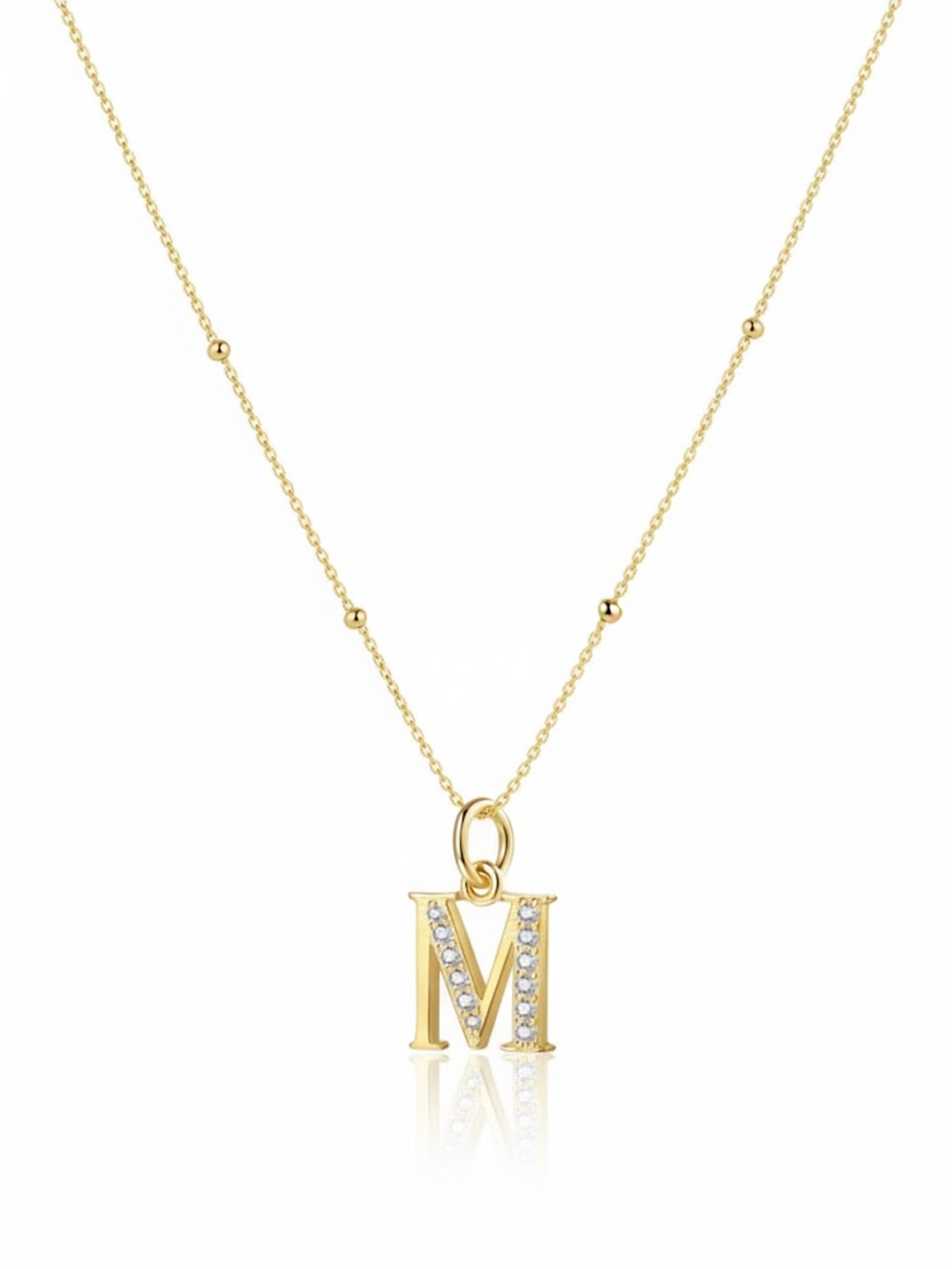 Hey Happiness Ketting 'Letter M' in Goud: voorkant