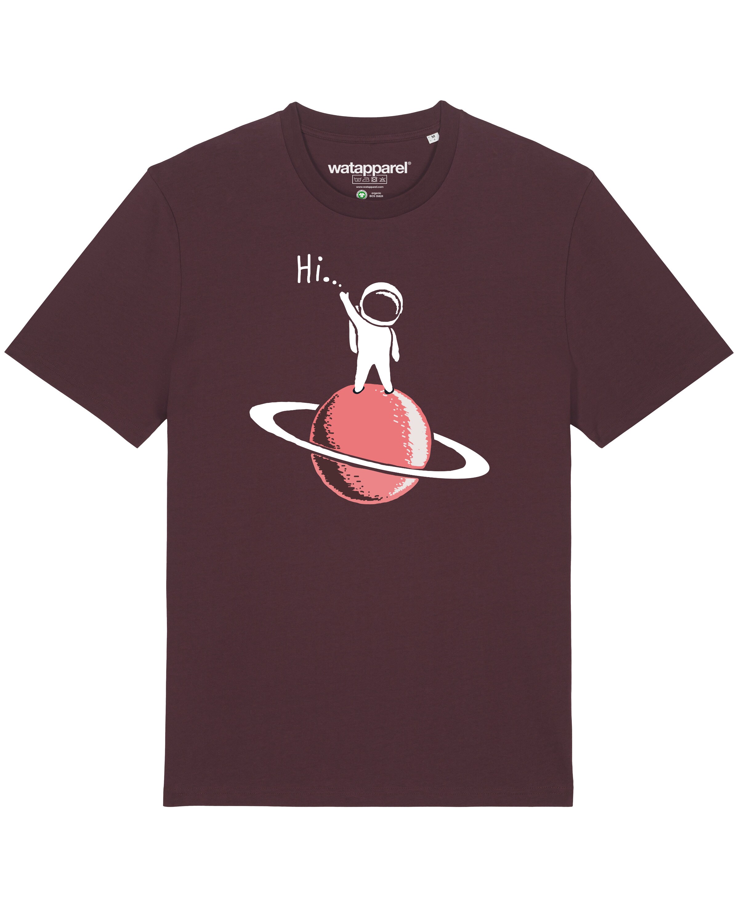 Watapparel Shirt 'Astronaut says Hi' in Rood: voorkant