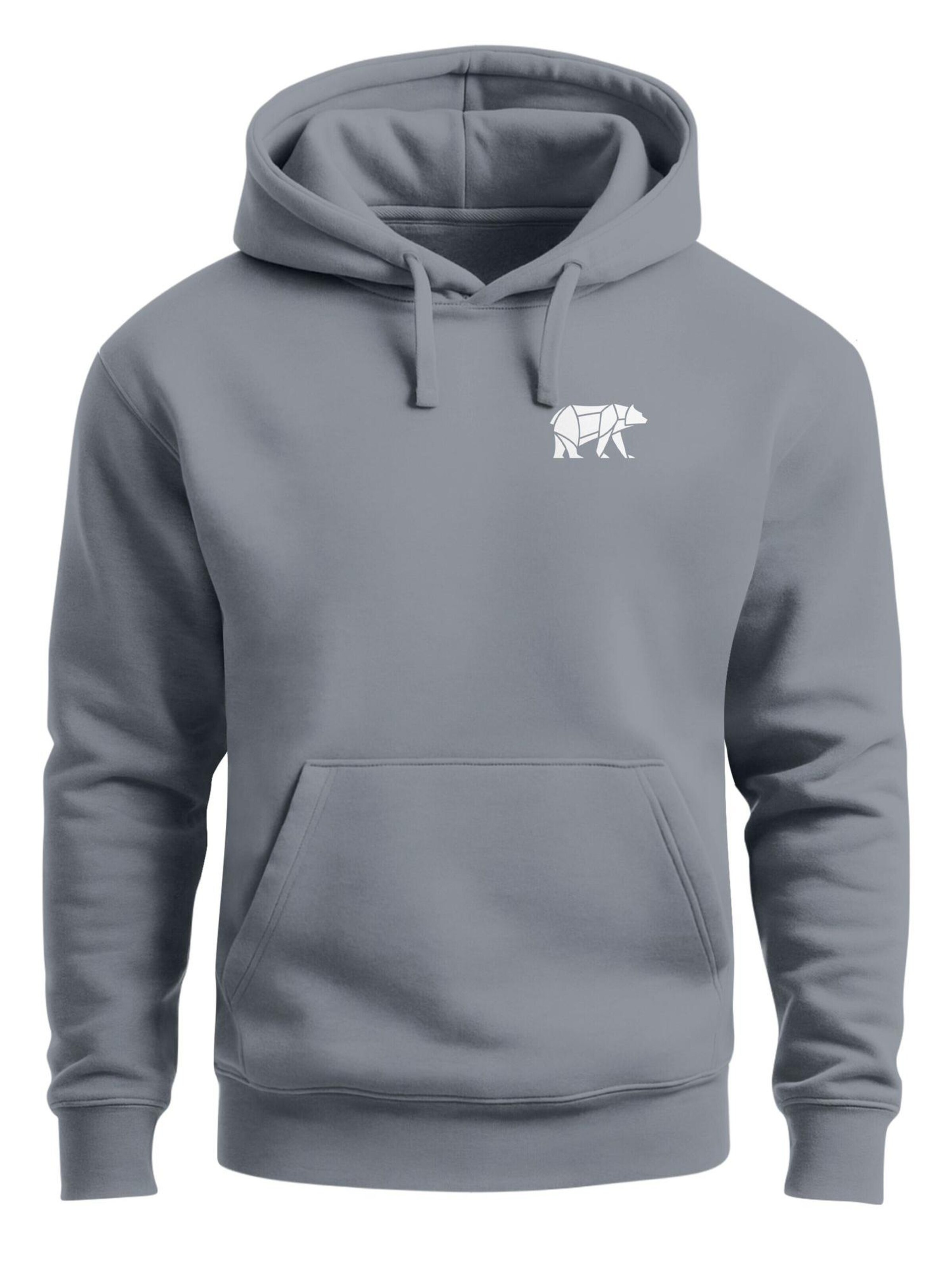 Neverless Sweatshirt 'Bär Lineart Polygon' in Grey: front
