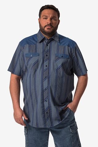 Men Plus Comfort fit Button Up Shirt in Blue: front