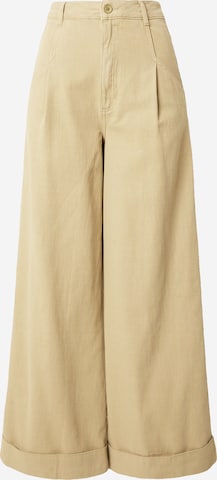 TOPSHOP Wide leg Veckad byxa 'CLEAN' i grön: framsida