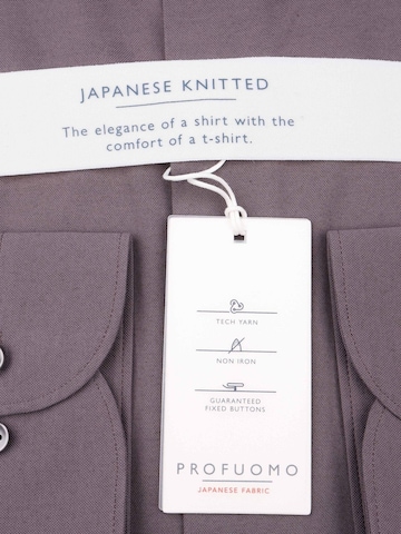 Profuomo Slim fit Button Up Shirt 'Japanese Knitted' in Purple