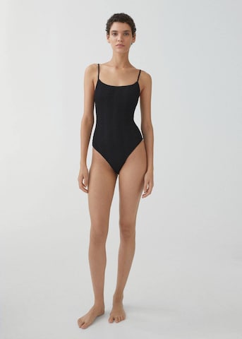 MANGO Bralette Swimsuit 'Ocean' in Black