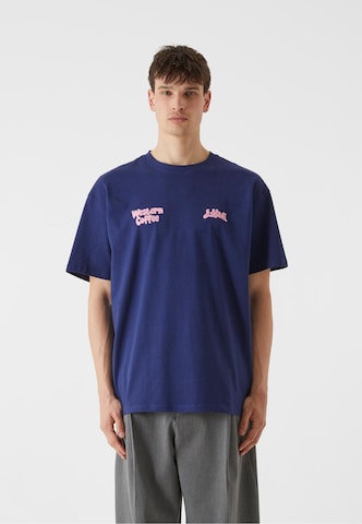 Lost Youth Shirt 'Western Coffee' in Blauw: voorkant