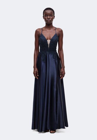 LUXUAR - Vestido de noche en azul: frente