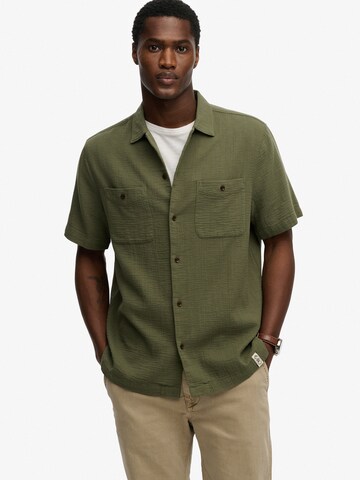 Superdry & Co Comfort fit Button Up Shirt in Green: front