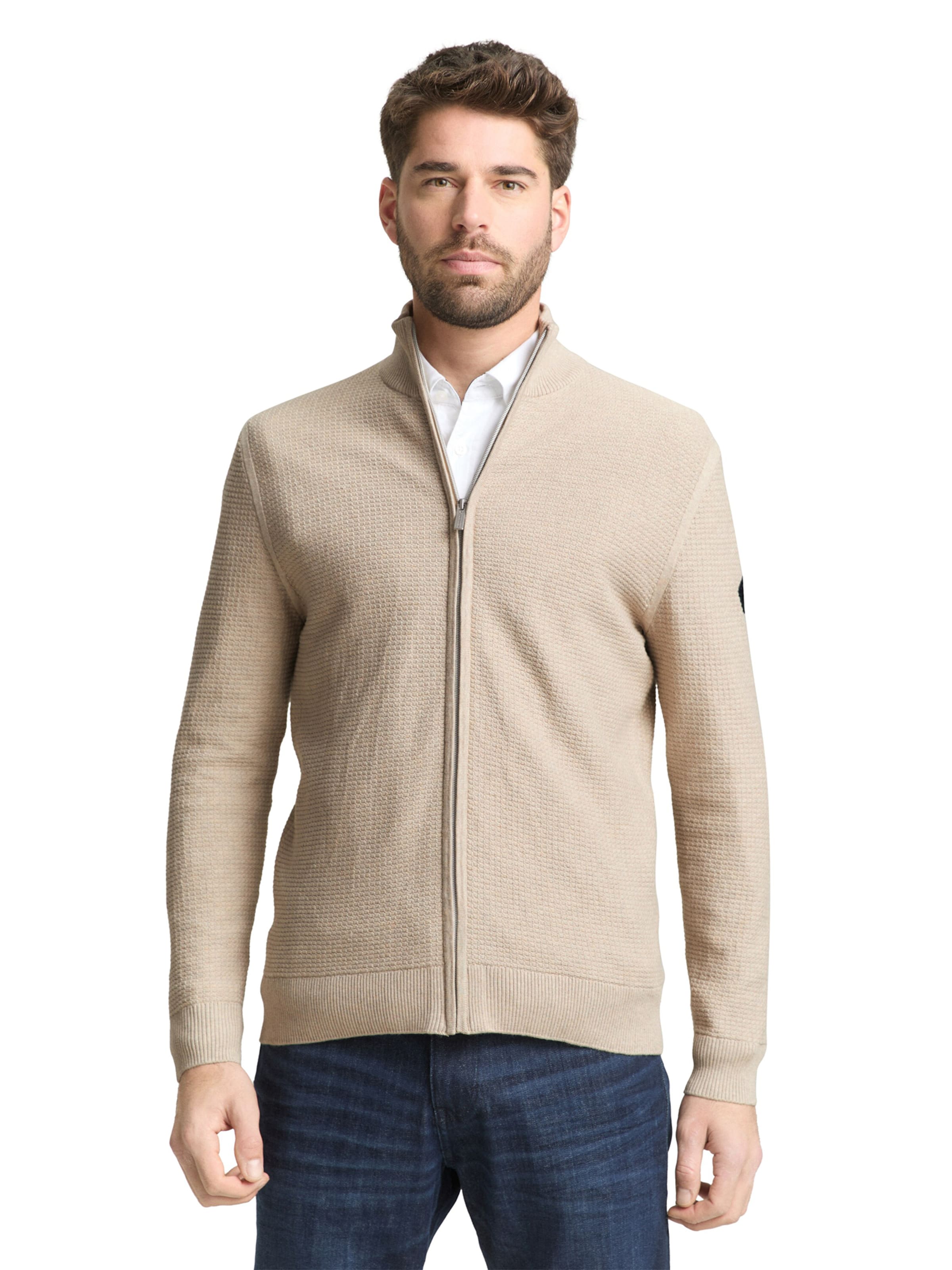 TOM TAILOR Knit Cardigan in Beige: front